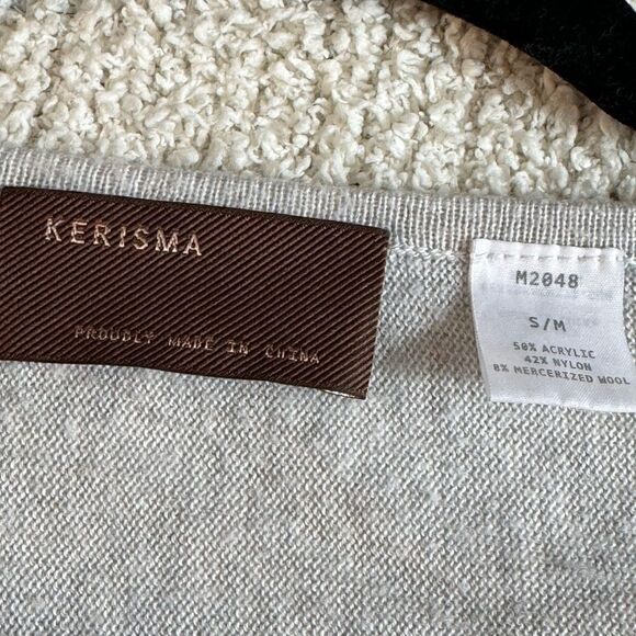 kerisma Sweater Womens Size S / M dolman sleeve V Neck Gray Knit oversized - Picture 10 of 11